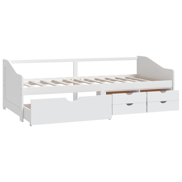vidaXL Sengeramme 3 seter med skuffer heltre furu 90x200 cm hvit