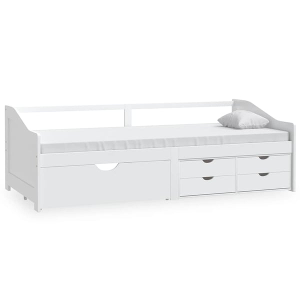 vidaXL Sengeramme 3 seter med skuffer heltre furu 90x200 cm hvit