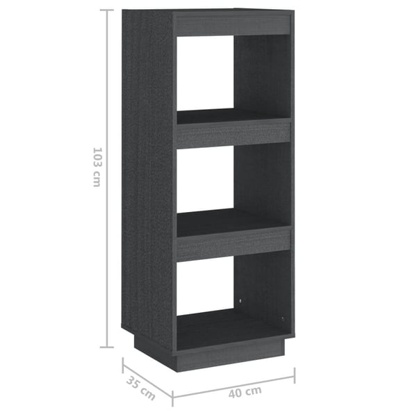vidaXL bogreol/rumdeler 40x35x103 cm massivt fyrretræ grå