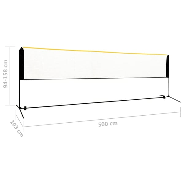 vidaXL Justerbart badmintonnett 500x103x94-158 cm metall