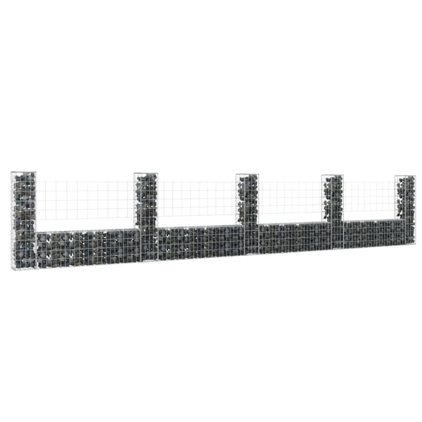 vidaXL gabionkurv med 5 stolper 500x20x100 cm U-facon jern