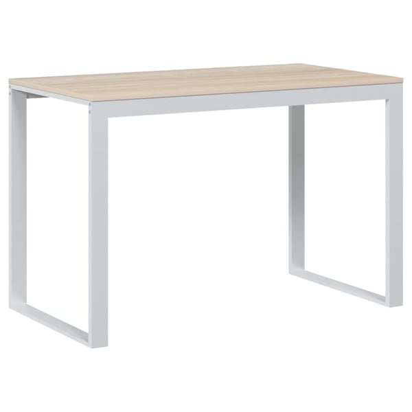 vidaXL Datorbord vit och ek 110x60x73 cm spånskiva
