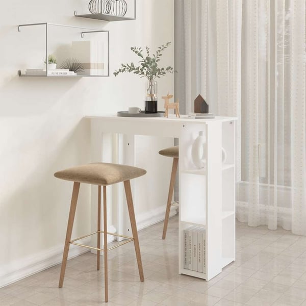 vidaXL Barbord med hylle hvit 102x50x103,5 cm konstruert tre