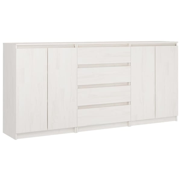vidaXL Sideskap 3 stk hvit heltre furu
