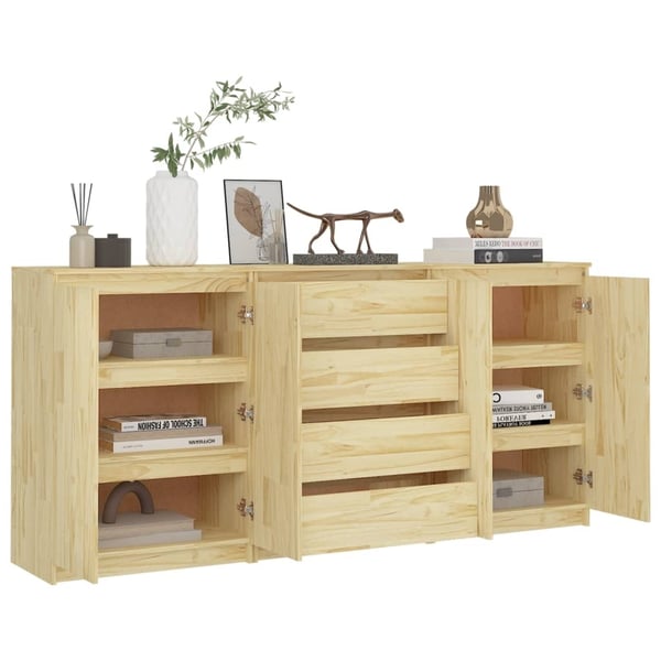 vidaXL Sideskap 3 stk heltre furu