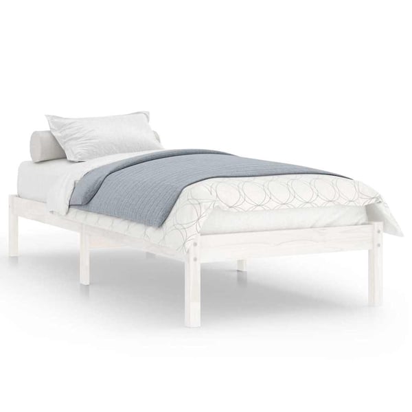 vidaXL Sängram vit massiv furu 100x200 cm