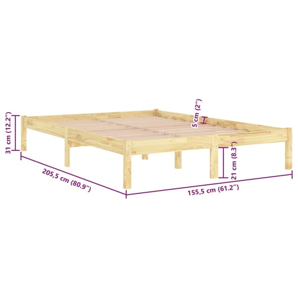 vidaXL Sengeramme heltre 150x200 cm King Size