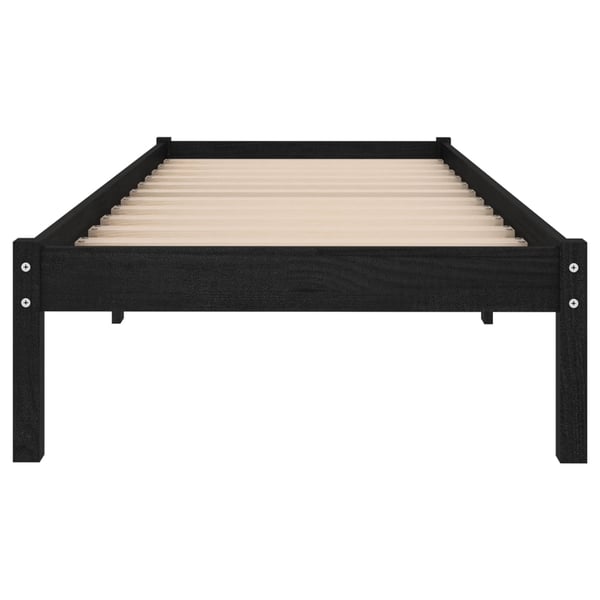 vidaXL sengestel 100x200 cm massivt fyrretræ sort
