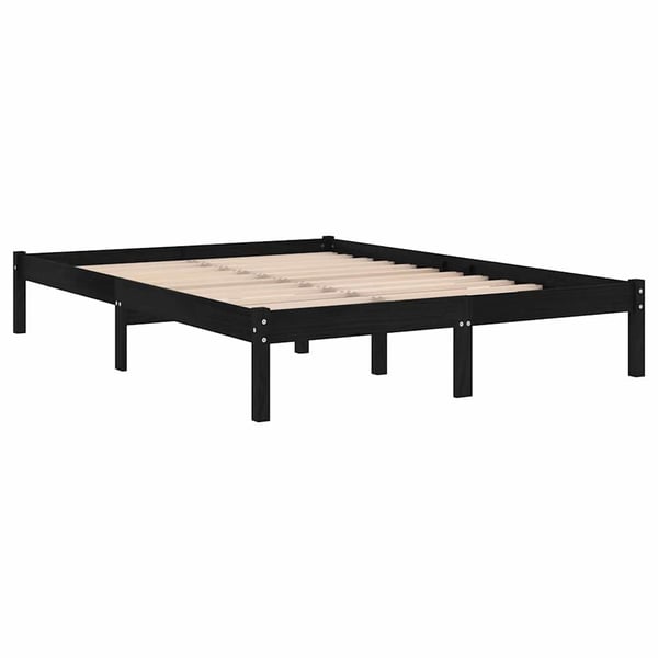 vidaXL sengestel 140x190 cm massivt fyrretræ sort