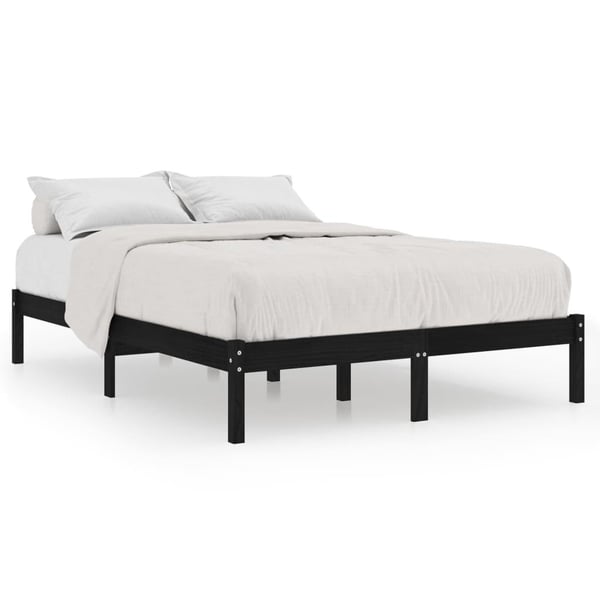 vidaXL Sengeramme svart heltre 150x200 cm King Size