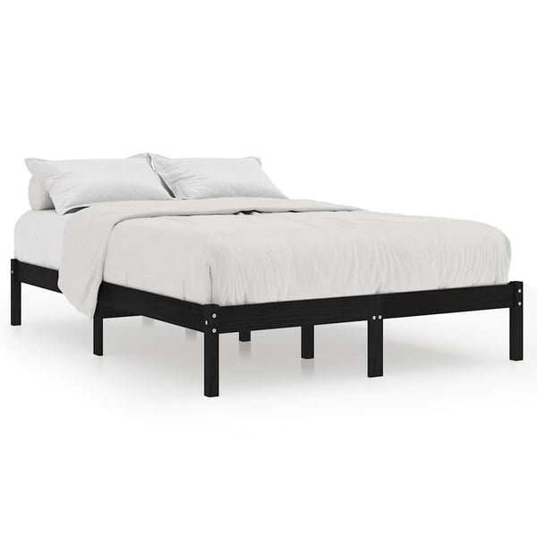 vidaXL Sängram svart massiv furu 200x200 cm