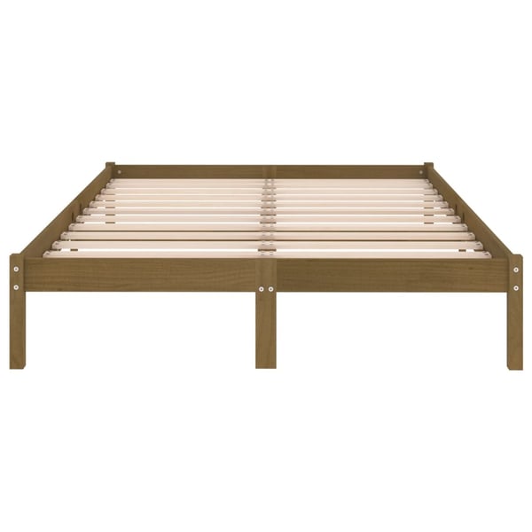 vidaXL Sengeramme honningbrun heltre furu 200x200 cm