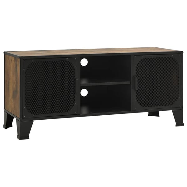 vidaXL TV-benk rustikk brun 105x36x47cm metall og MDF