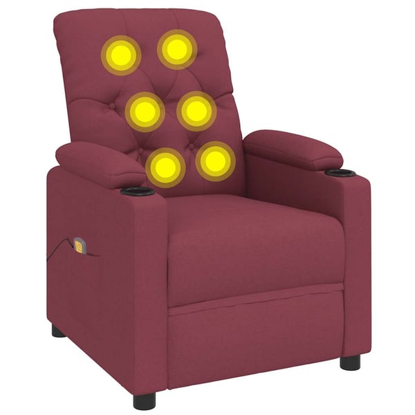vidaXL Massagefåtölj vinröd tyg