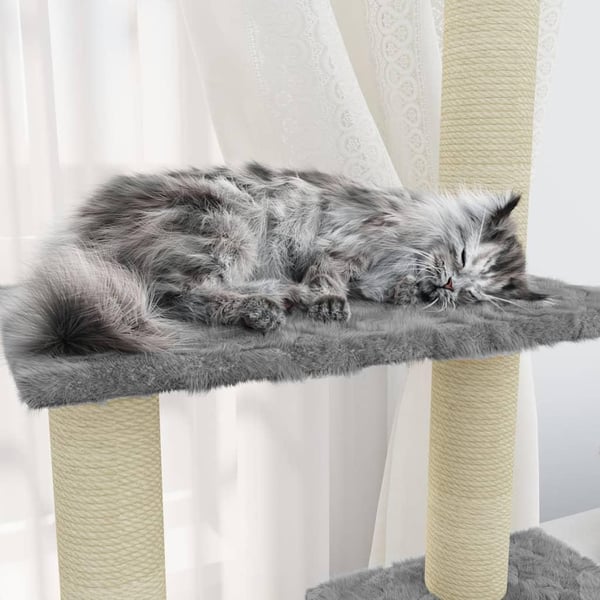 vidaXL Kattetre med klorestolper i sisal lysegrå 155 cm