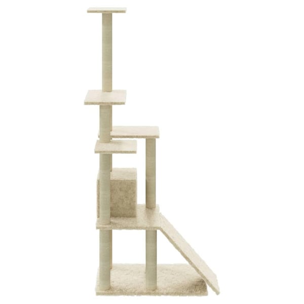 vidaXL Kattetre med klorestolper i sisal kremhvit 155 cm