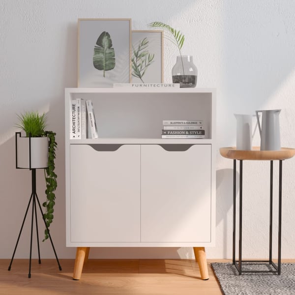 vidaXL skænk 60x30x72 cm konstrueret træ hvid højglans
