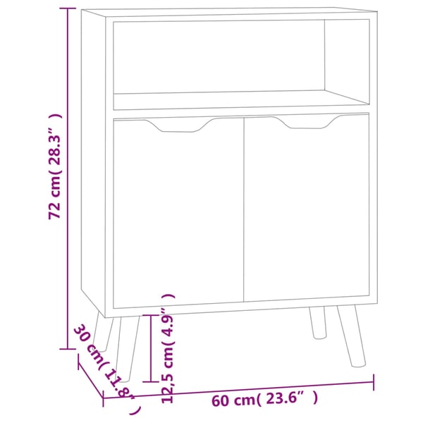 vidaXL skænk 60x30x72 cm konstrueret træ hvid højglans