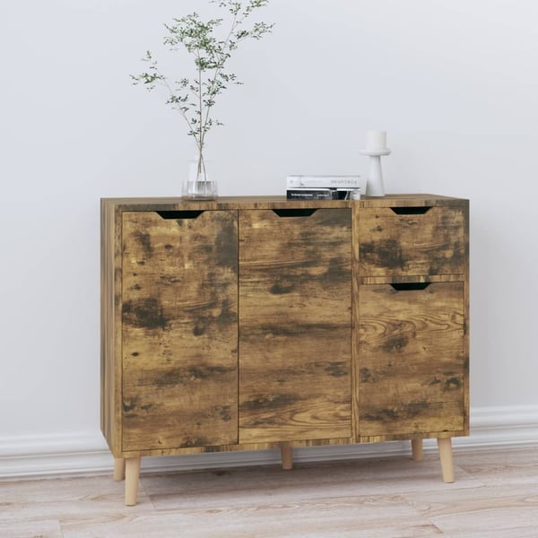 vidaXL Skjenk røkt eik 90x30x72 cm konstruert tre