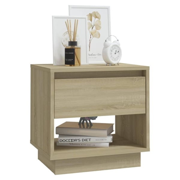 vidaXL sengebord 45x34x44 cm spånplade sonoma-eg