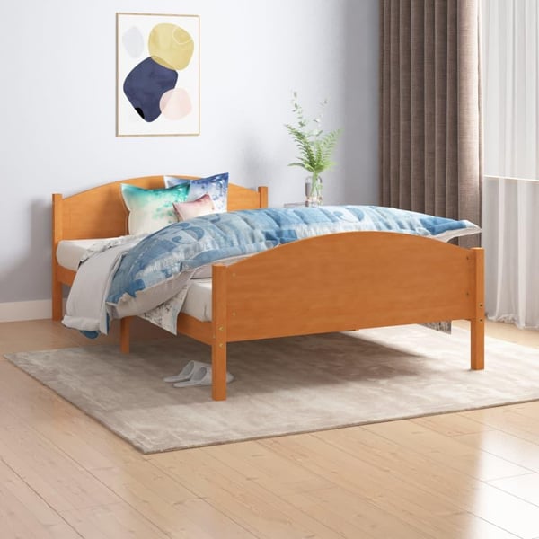vidaXL sengestel 120x200 cm massivt fyrretræ gyldenbrun