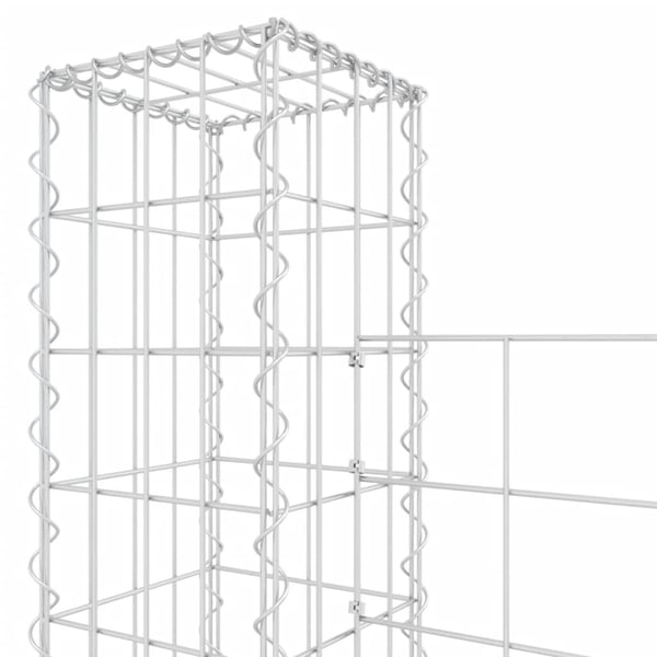 vidaXL Gabionkurv u-formet med 7 stolper jern 740x20x200 cm
