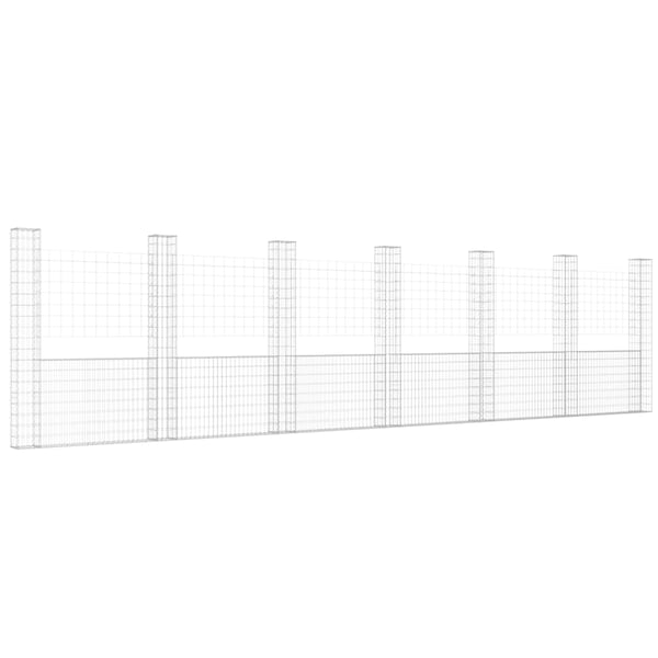vidaXL Gabionkurv u-formet med 7 stolper jern 740x20x200 cm