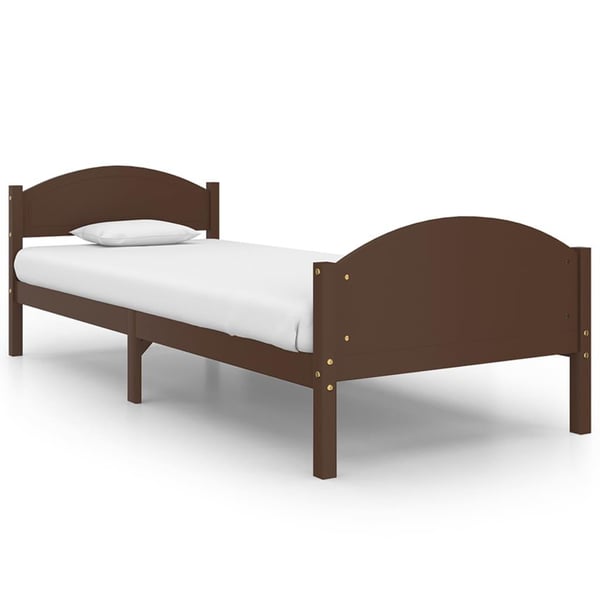 vidaXL Sengeramme mørkebrun heltre furu 100x200 cm