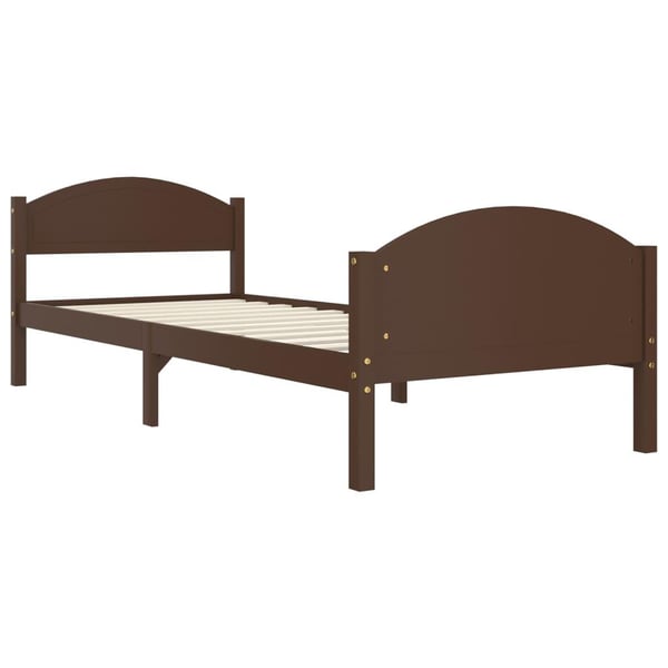 vidaXL Sengeramme mørkebrun heltre furu 100x200 cm