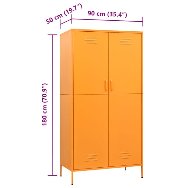 vidaXL Garderobe sennesgul 90x50x180 cm stål