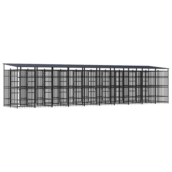 vidaXL Koiran ulkohäkki katolla teräs 18,43 m²