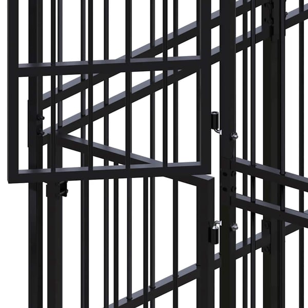 vidaXL Koiran ulkohäkki katolla teräs 12,9 m²