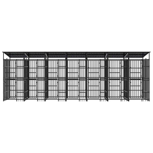 vidaXL Koiran ulkohäkki katolla teräs 12,9 m²