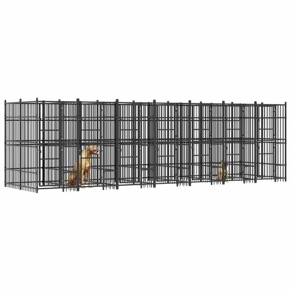 vidaXL Koiran ulkohäkki teräs 12,9 m²