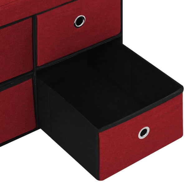 vidaXL Hopfällbar förvaringsbänk vinröd 76x38x38 cm konstlinne