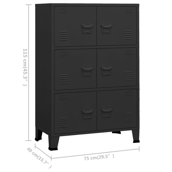 vidaXL industrielt opbevaringsskab 75x40x115 cm metal sort