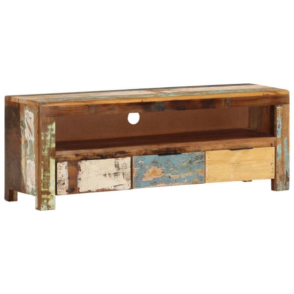 vidaXL tv-bord 110x30x40 cm massivt genbrugstræ