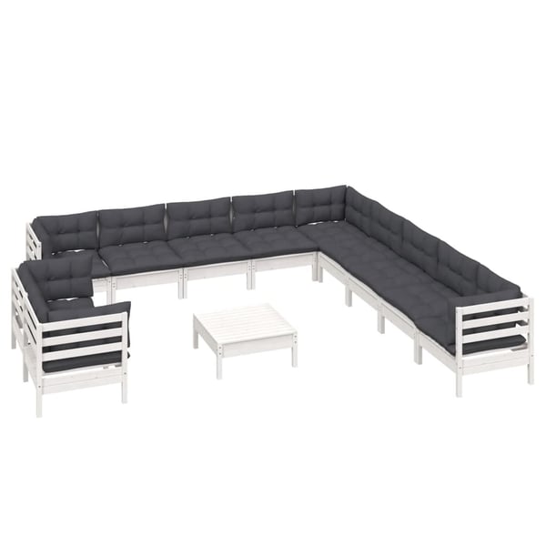 vidaXL Hagesofagruppe med puter 12 deler heltre furu