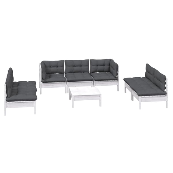 vidaXL Hagesofagruppe med puter 8 deler heltre furu