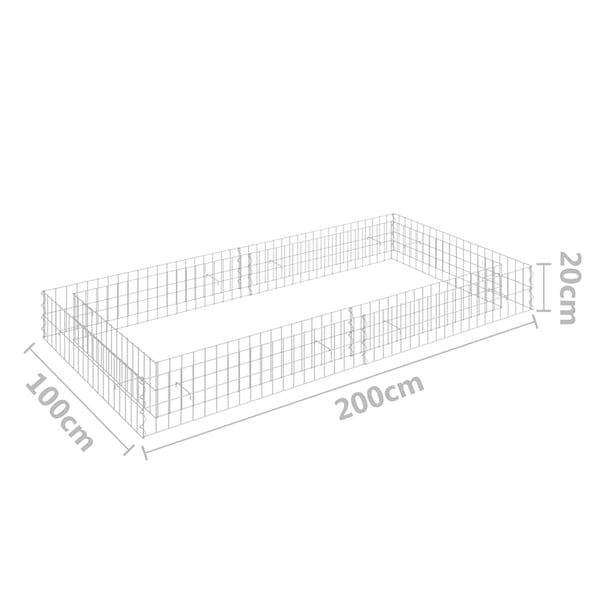 vidaXL gabion-højbed 200x100x20 cm galvaniseret stål