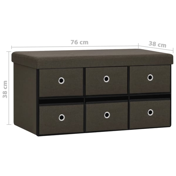 vidaXL foldbar opbevaringsbænk 76x38x38 cm kunstlærred mørkebrun