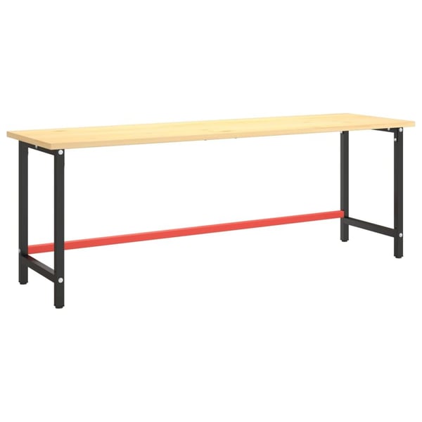 vidaXL Ramme til arbeidsbenk matt svart og rød 220x57x79 cm metall