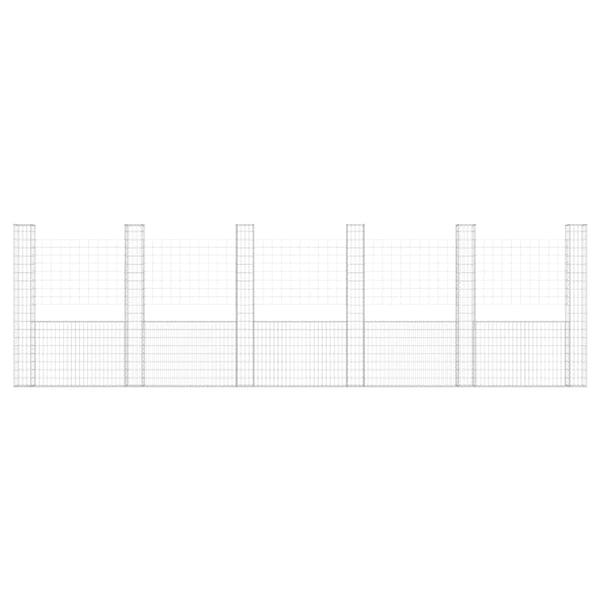 vidaXL Gabionkurv u-formet med 6 stolper jern 620x20x200 cm