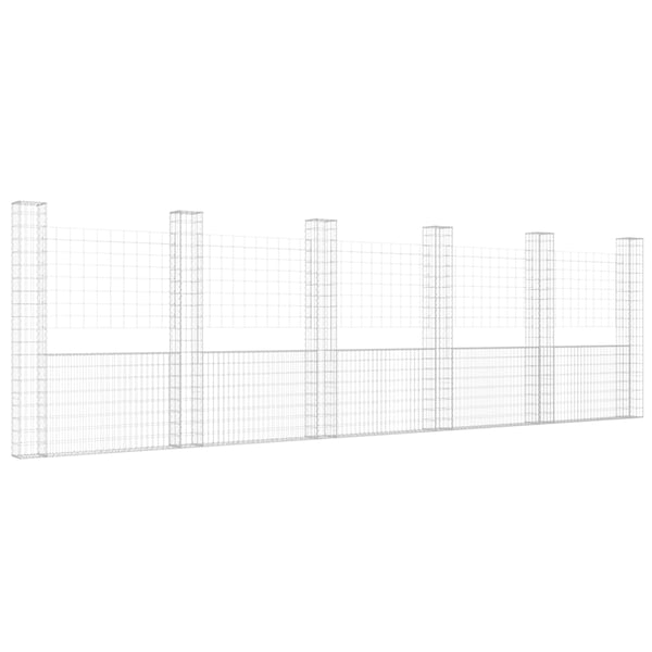 vidaXL Gabionkurv u-formet med 6 stolper jern 620x20x200 cm