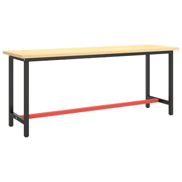 vidaXL Työpenkin runko mattamusta ja -punainen 190x50x79 cm metalli