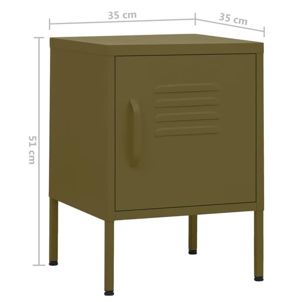vidaXL Nattbord 2 stk olivengrønn 35x35x51 cm stål