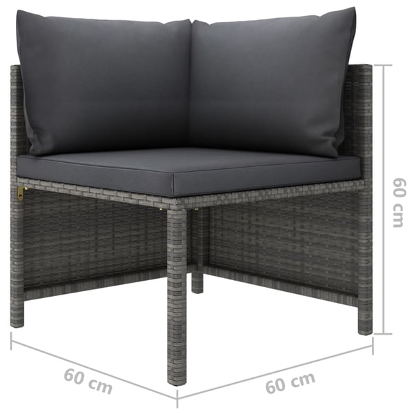 vidaXL loungesæt til haven 8 dele med hynder polyrattan grå
