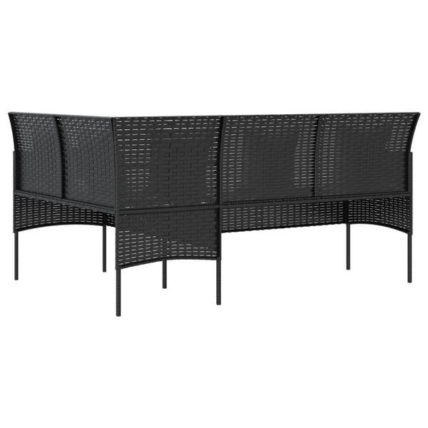 vidaXL sofasæt med hynder 5 dele L-facon polyrattan sort