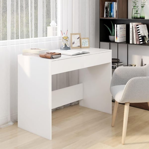 vidaXL Skrivebord hvit 101x50x76,5 cm sponplate