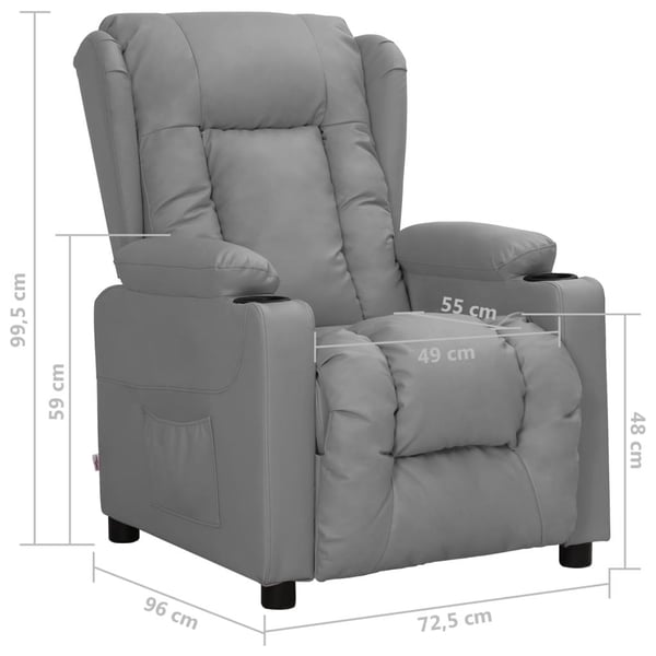 vidaXL Reclinerfåtölj grå konstläder